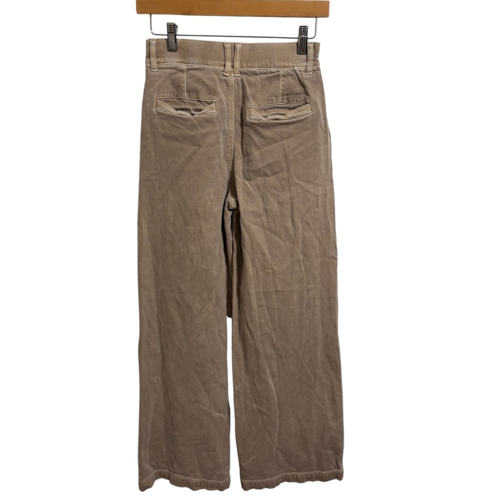 American Eagle Wide Leg Pants Khaki Pleated High Rise Boho Utility Preppy 00 - Picture 3 of 11